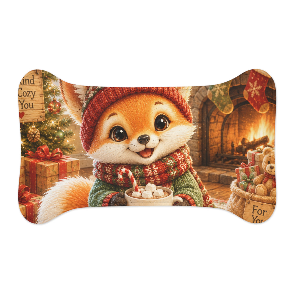 Christmas Pet Feeding Mat for Dogs & Cats – Festive Holiday Placemat, Anti-Slip | Lil Pip's Kozy Fox Cottage Collection