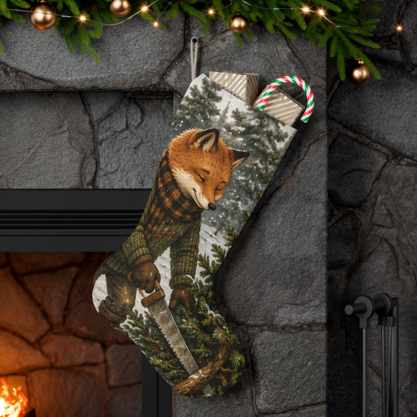 Finn’s Cozy Christmas Tree Adventure Stocking