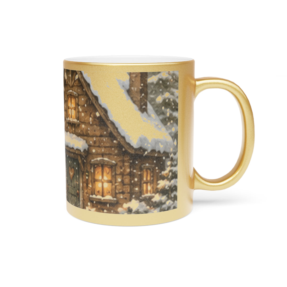 Metallic Coffee Mug Silver or Gold – Woodland Fox Holiday Mug | Finn's Kozy Fox Cottage