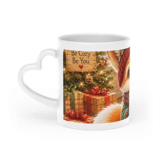 Christmas Heart Handle Mug – Festive Holiday Coffee Mug | Lil Pip's Kozy Fox Cottage