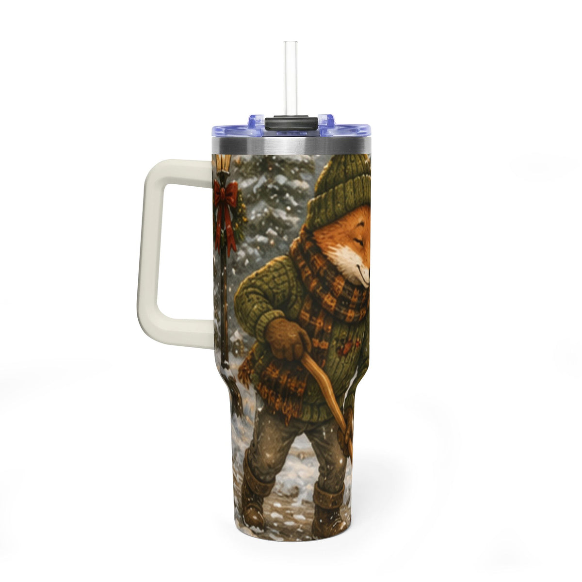 40oz Vacuum Thermal Tumbler – Insulated Travel Cup, Christmas Gift | Kozy Fox Cottage