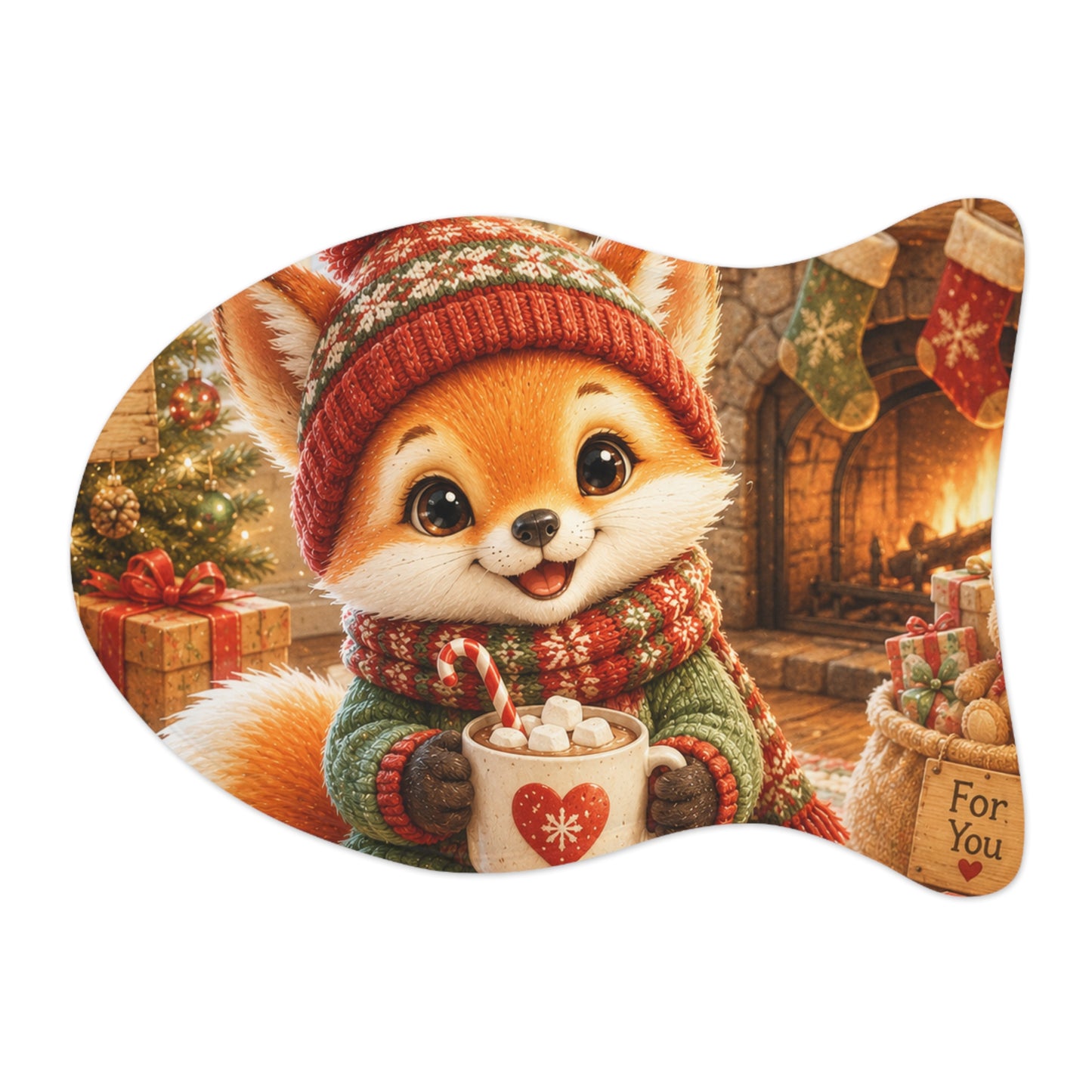 Christmas Pet Feeding Mat for Dogs & Cats – Festive Holiday Placemat, Anti-Slip | Lil Pip's Kozy Fox Cottage Collection