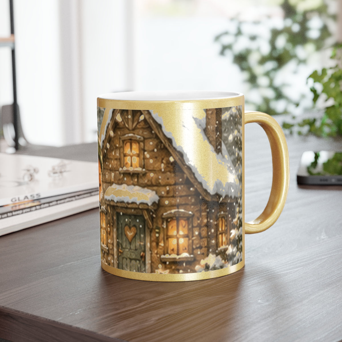 Metallic Coffee Mug Silver or Gold – Woodland Fox Holiday Mug | Finn's Kozy Fox Cottage