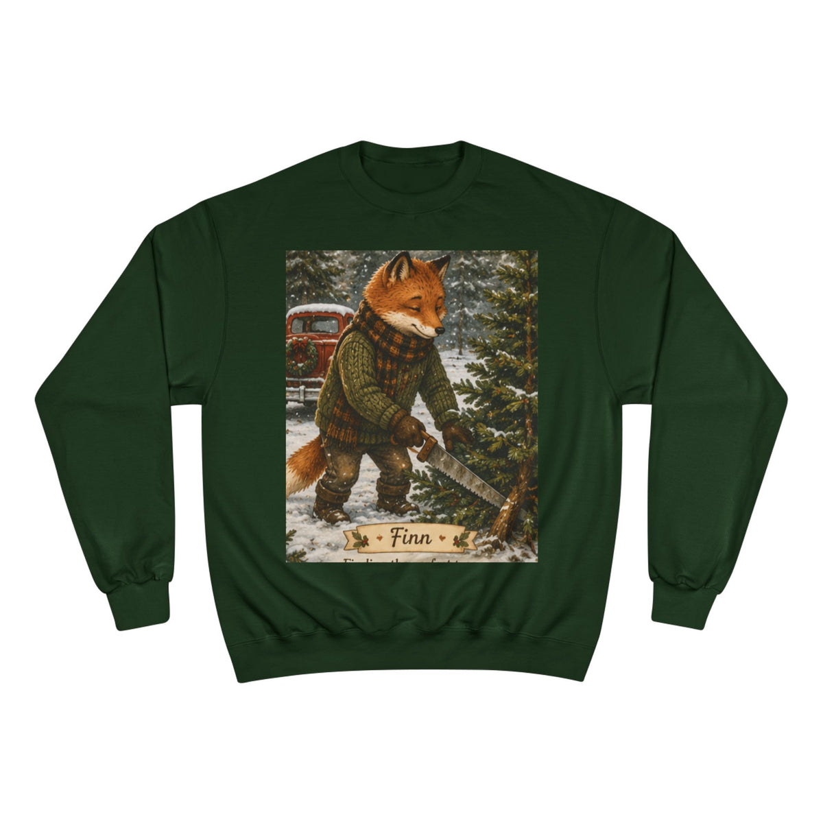 Finn’s Cozy Christmas Tree Adventure Champion Sweatshirt