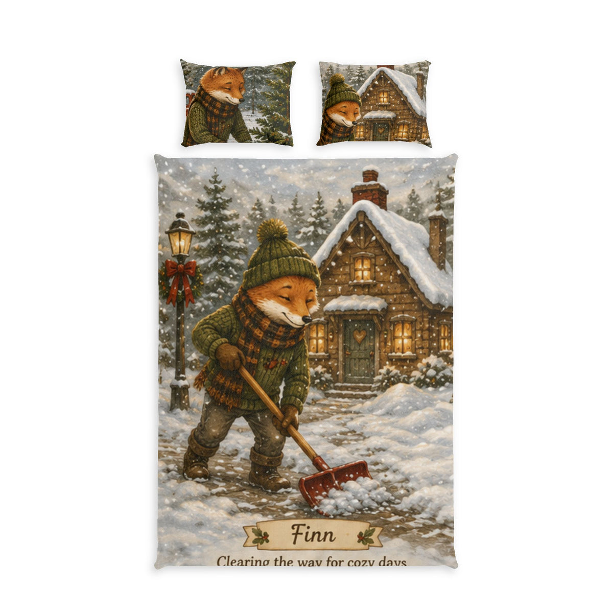 Christmas Comforter & Pillow Sham Set – Cozy Holiday Bedding | Finn's Kozy Fox Cottage