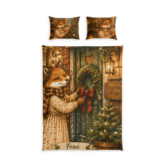 Christmas Comforter & Pillow Sham Set – Cozy Holiday Bedding | Fern's Kozy Fox Cottage