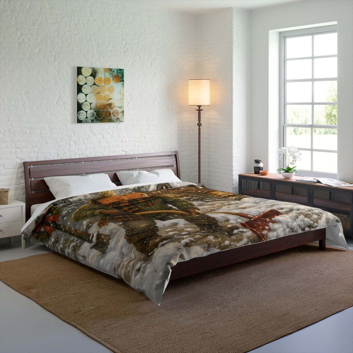 Christmas Comforter – Cozy Snow Day Holiday Bedding | Finn's Kozy Fox Cottage