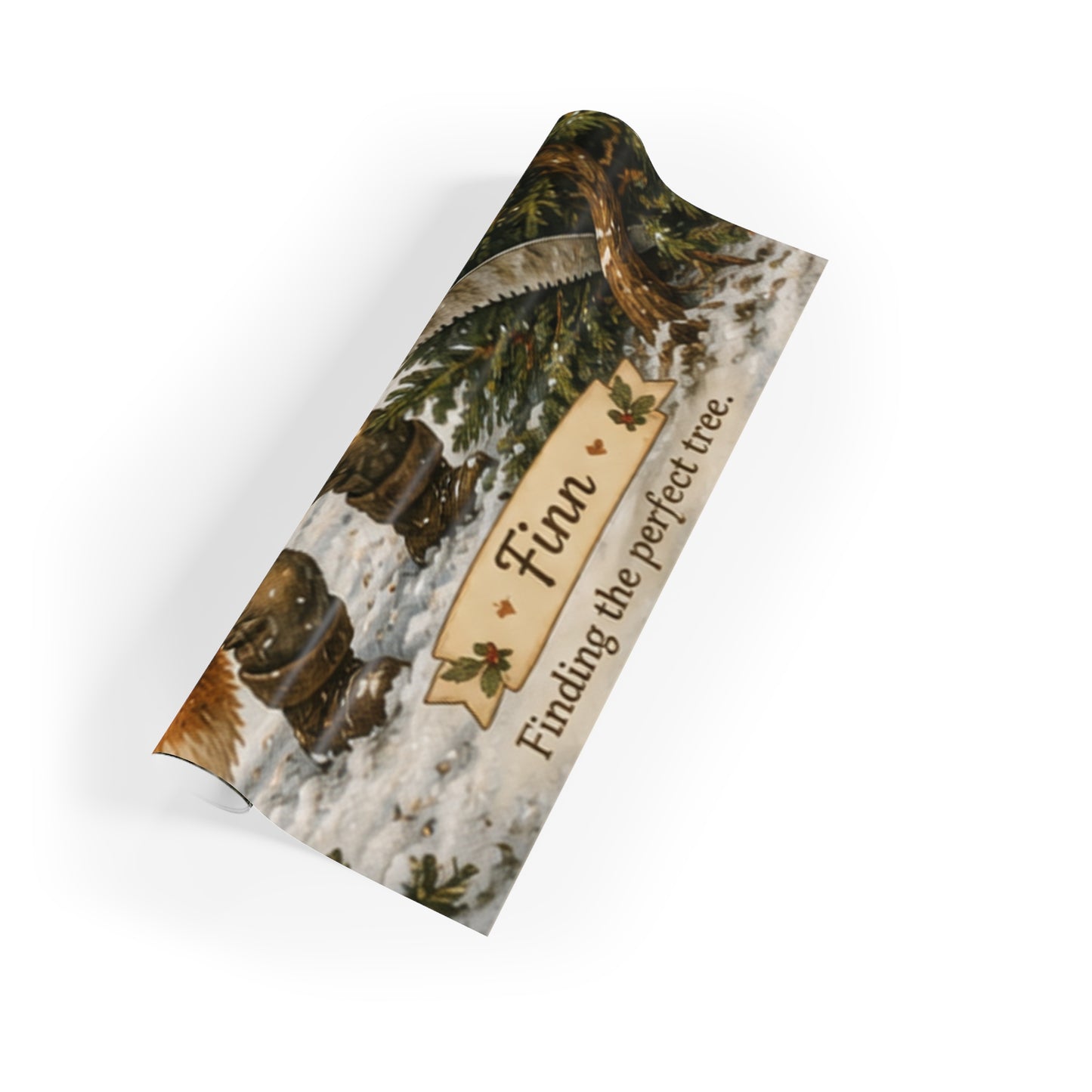 Finn’s Cozy Christmas Tree Adventure Gift Wrapping Paper