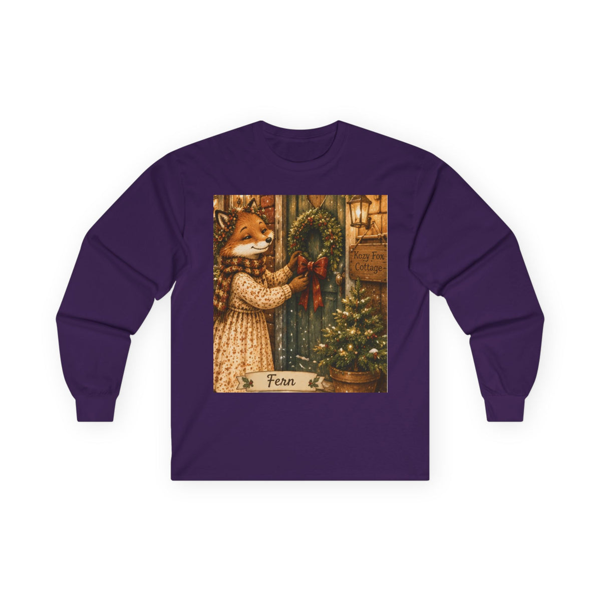 Fern’s Cozy Christmas Wreath Welcome Long Sleeve T-Shirt