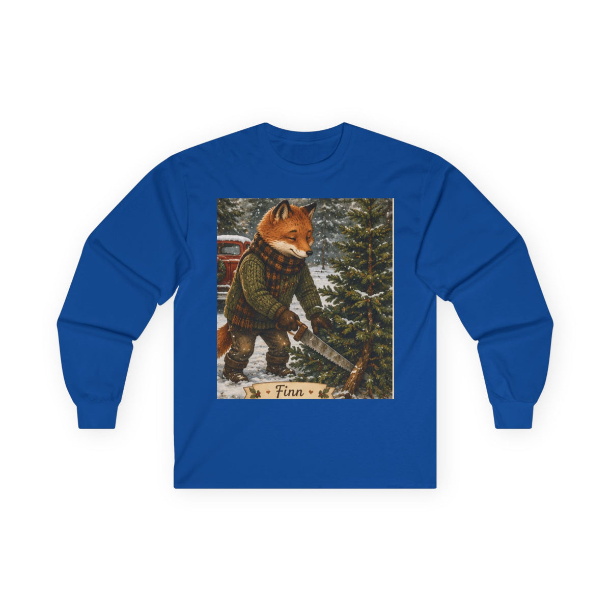 Finn’s Cozy Christmas Tree Adventure Long Sleeve T-Shirt