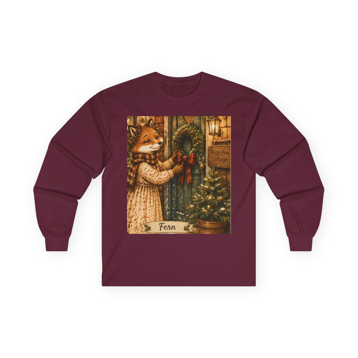Fern’s Cozy Christmas Wreath Welcome Long Sleeve T-Shirt