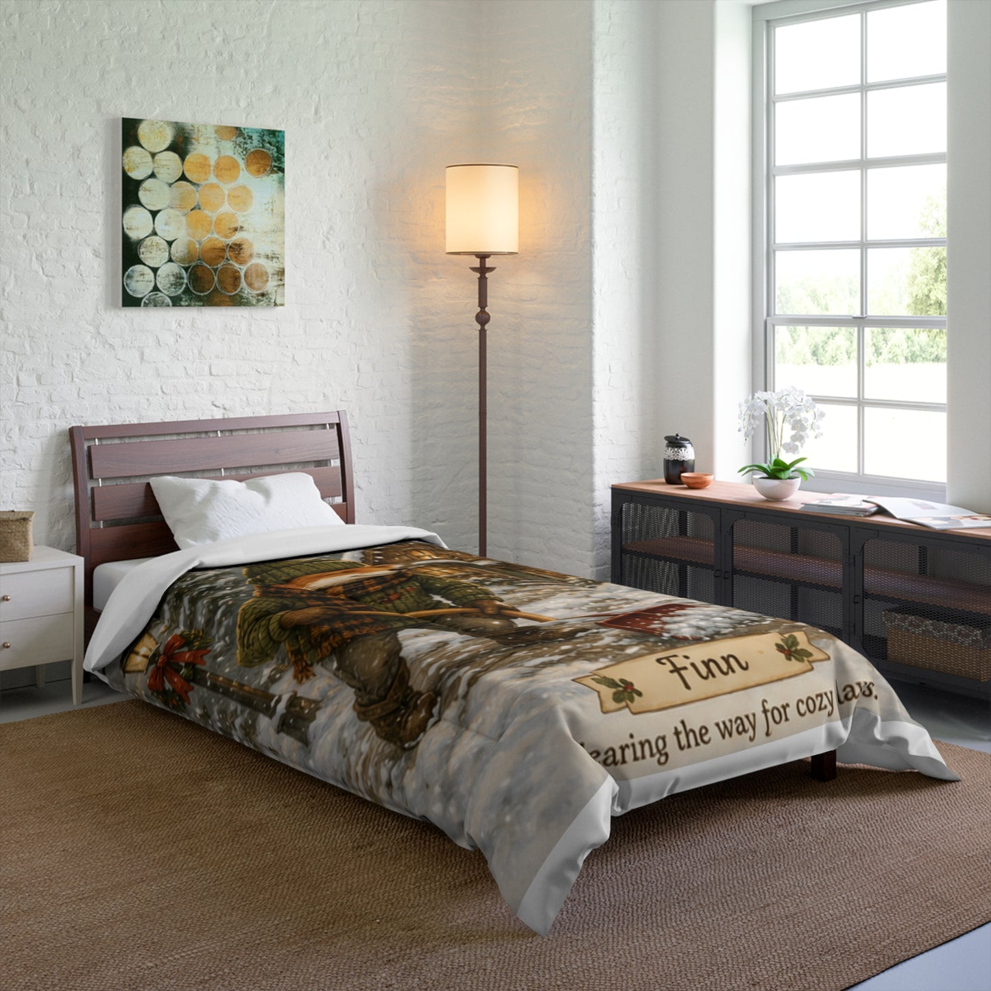 Christmas Comforter – Cozy Snow Day Holiday Bedding | Finn's Kozy Fox Cottage