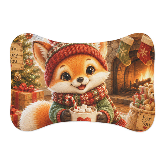 Christmas Pet Feeding Mat for Dogs & Cats – Festive Holiday Placemat, Anti-Slip | Lil Pip's Kozy Fox Cottage Collection
