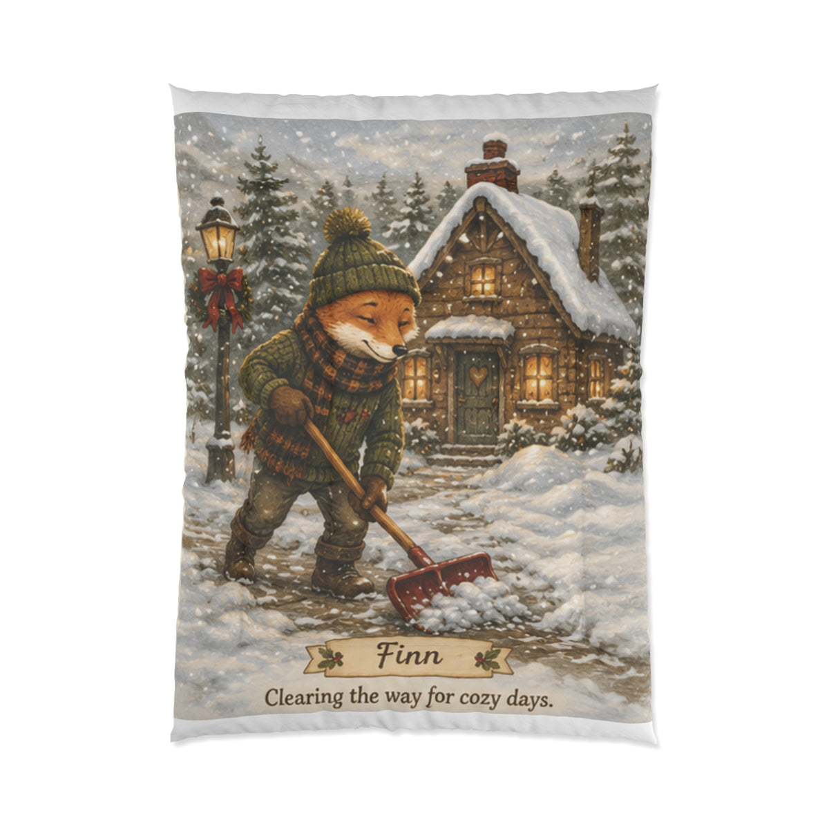 Christmas Comforter – Cozy Snow Day Holiday Bedding | Finn's Kozy Fox Cottage