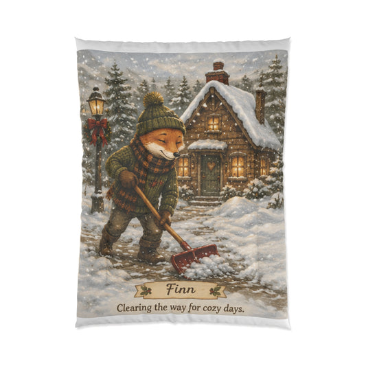 Christmas Comforter – Cozy Snow Day Holiday Bedding | Finn's Kozy Fox Cottage