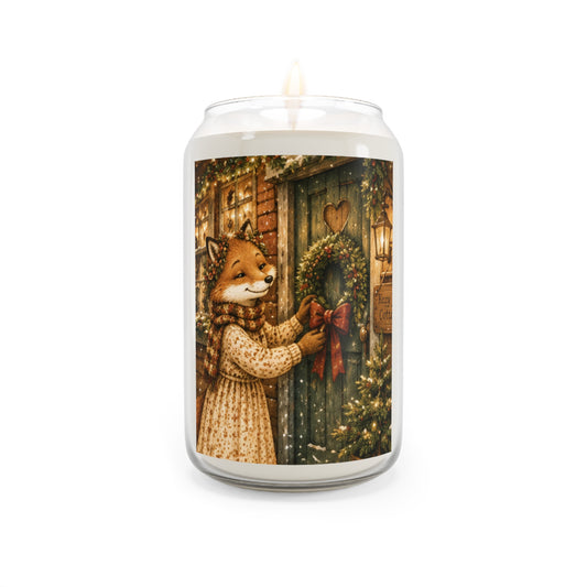 Christmas Wreath Scented Soy Candle – Holiday Welcome Home Gift | Fern's Kozy Fox Cottage