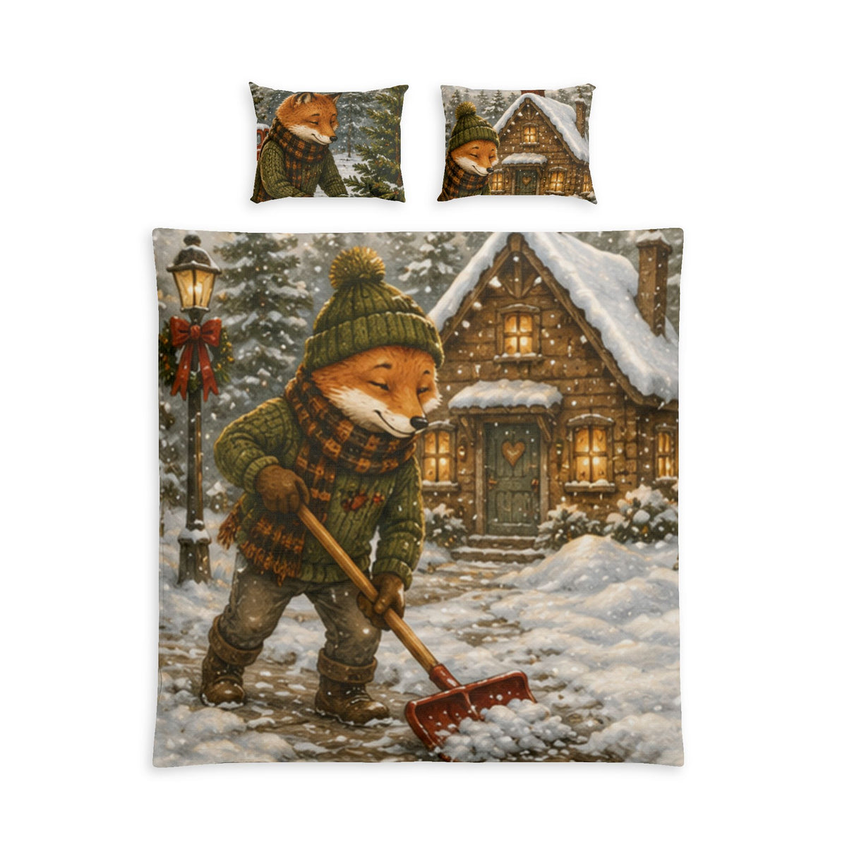 Christmas Comforter & Pillow Sham Set – Cozy Holiday Bedding | Finn's Kozy Fox Cottage