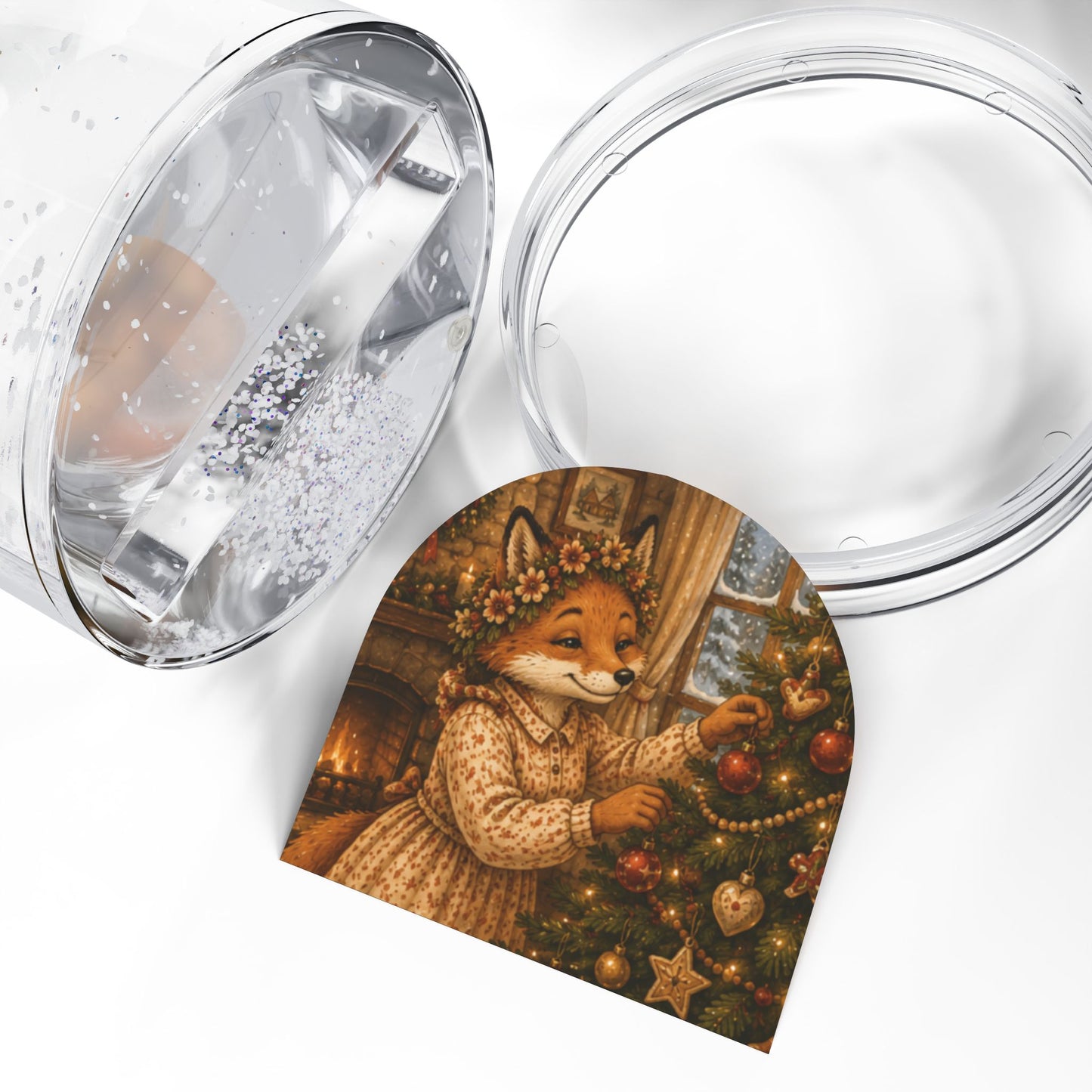 Christmas Snow Globe – Woodland Tree Adventure Holiday Decoration | Fern's Kozy Fox Cottage