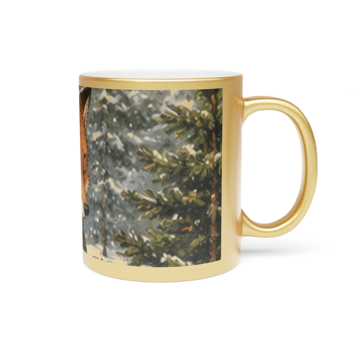 Christmas Metallic Mug Silver or Gold – Woodland Tree Adventure Holiday Mug | Finn's Kozy Fox Cottage