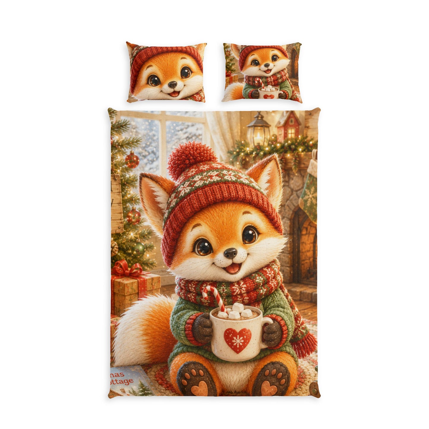 Christmas Comforter & Pillow Sham Set – Cozy Holiday Bedding | Lil Pip's Kozy Fox Cottage