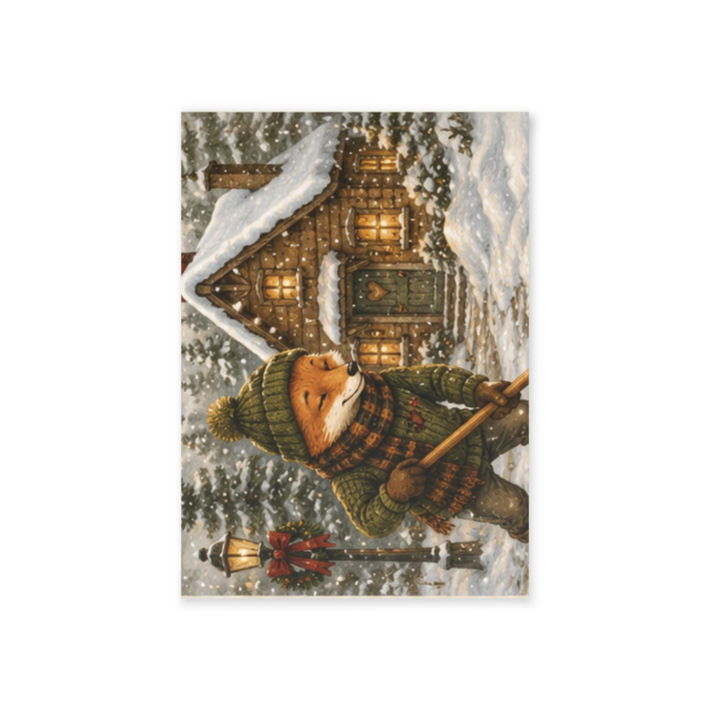 Finn’s Cozy Christmas Adventure Reversible Holiday Card – Tree & Snow Day