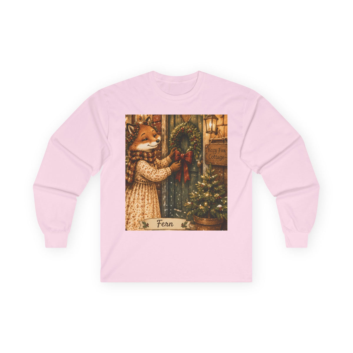 Fern’s Cozy Christmas Wreath Welcome Long Sleeve T-Shirt
