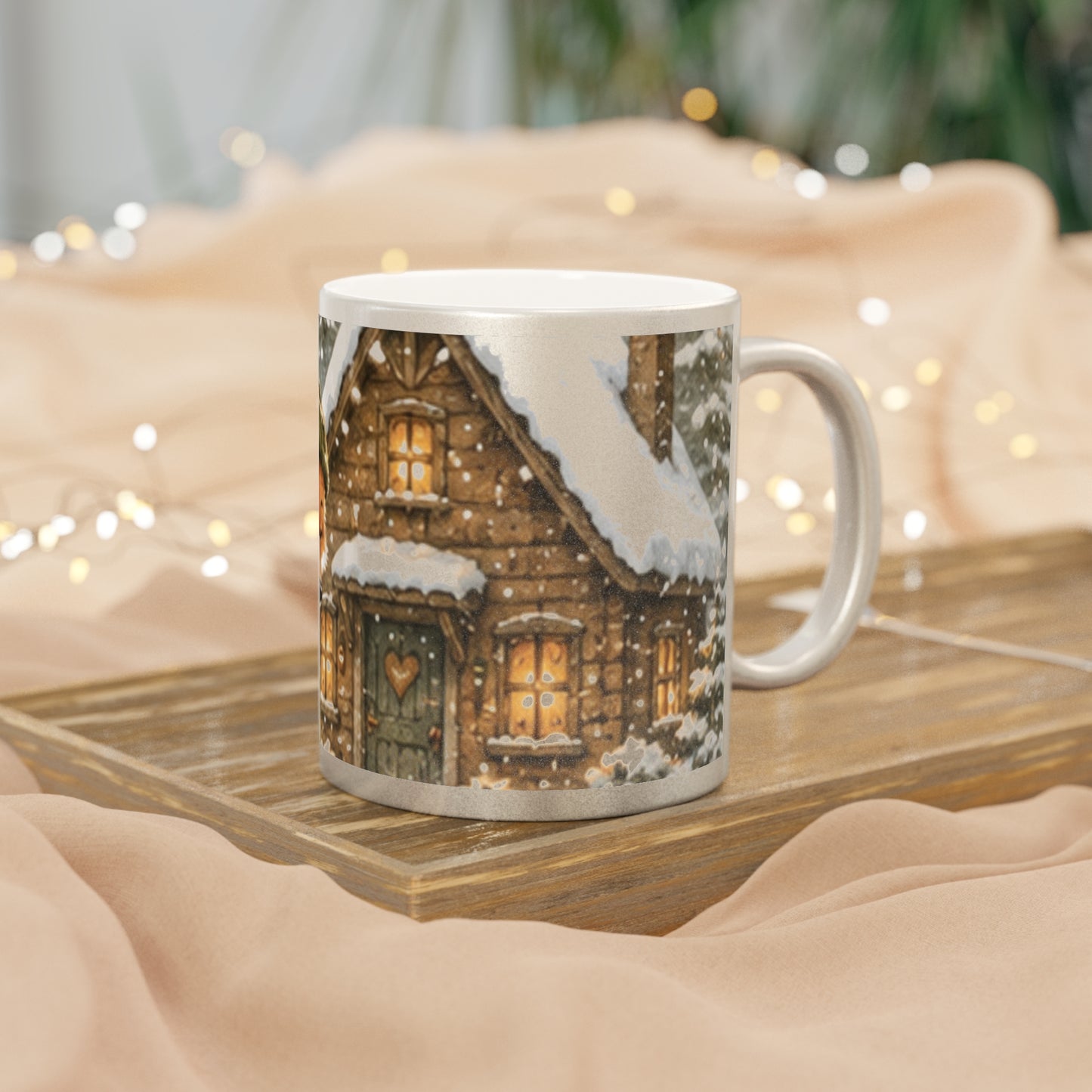 Metallic Coffee Mug Silver or Gold – Woodland Fox Holiday Mug | Finn's Kozy Fox Cottage