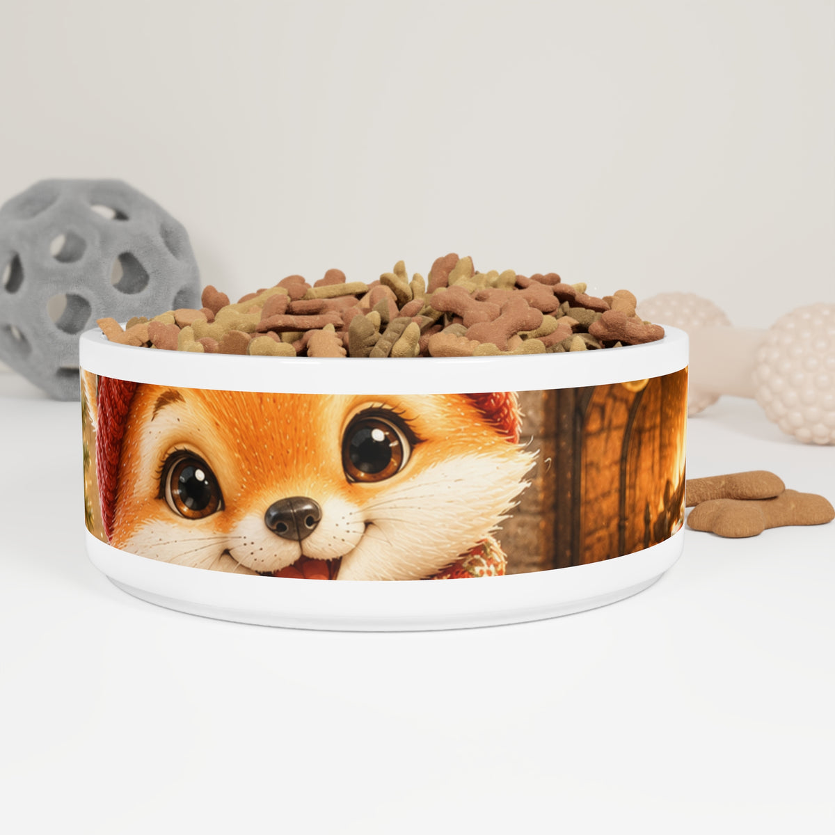 Christmas Pet Bowl for Dogs & Cats – Festive Holiday Ceramic Food & Water Bowl | Lil Pip's Kozy Fox Cottage Collection